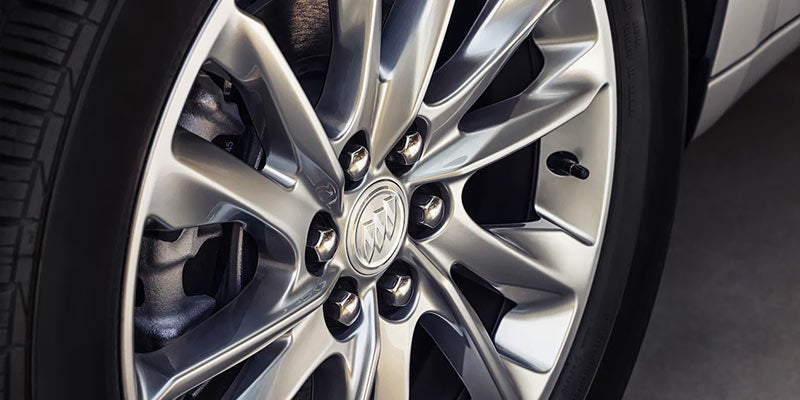 Close-up of the 2022 Buick Enclave’s alloy wheel