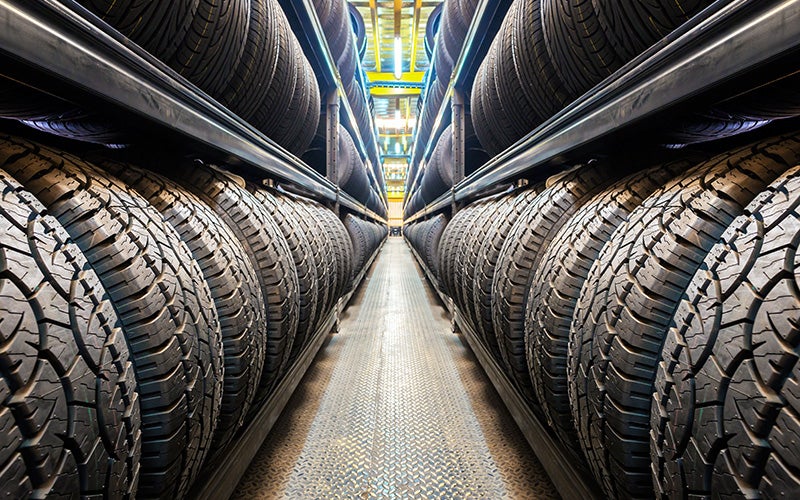 Dublin Buick GMC in Dublin CA row of tires on shelves